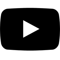 Black play button on a white background, iconic youtube logo.